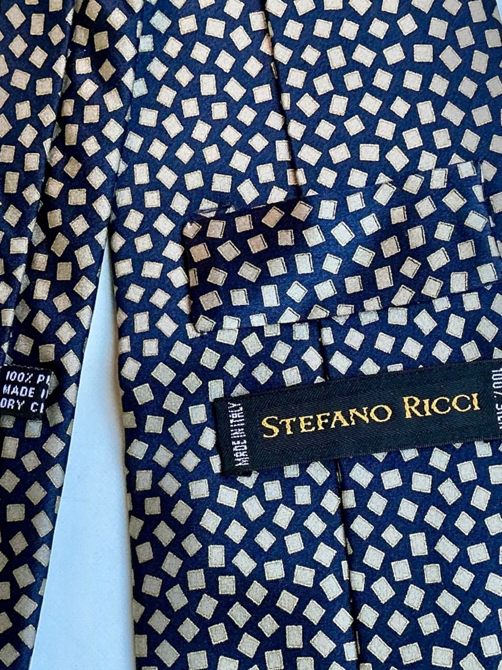 Stefano Ricci gorgeous dark blue , beige motifs Silk Tie.Made in Italy 🇮🇹